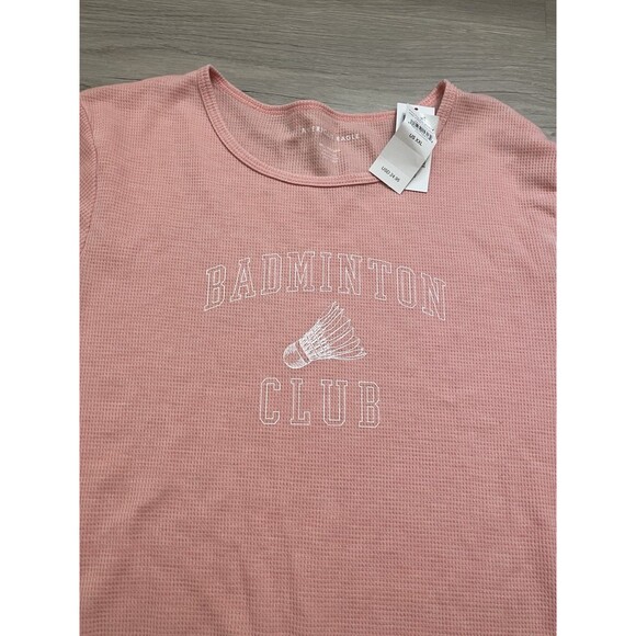 American Eagle soft Pink Badminton Club Graphic Thermal Crop Tee Team Club XL - Picture 4 of 7